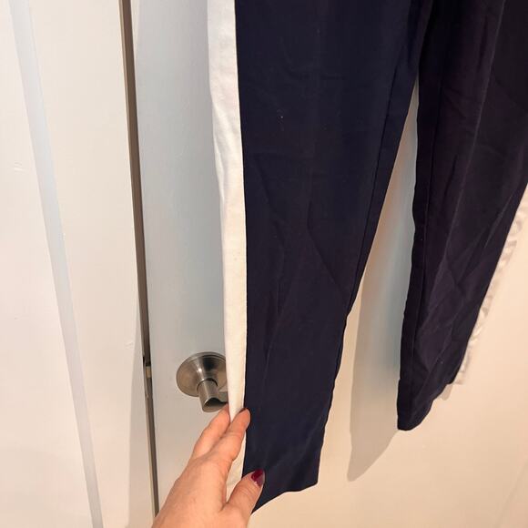 Zara Basic Navy Blue Pleated Jogging Pants with Tuxedo Stripe Size XS - Picture 5 of 10